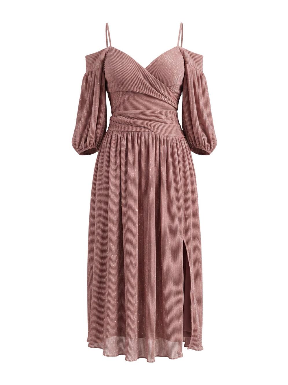 ASTR the Label Women's S Mauve Blythe Metallic Pleated Formal Evening Dress